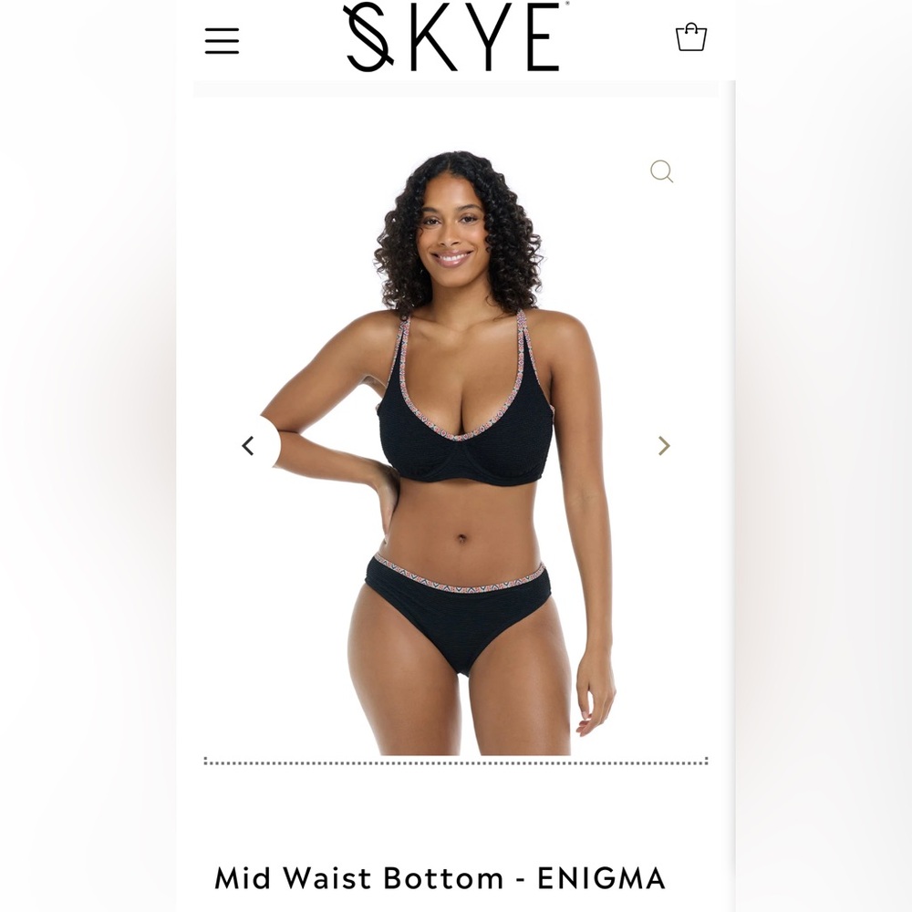 Skye Swimwear mid waist bikini bottom black size large NWT